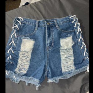 tie up jean shorts